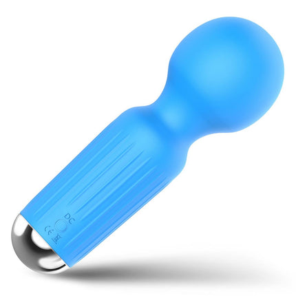 Bossoftoys - 22-00041 - Mini Massager vibrator - 20 Functions - Silicone - 11 cm -  dia 3,7 cm - Rechargeable - attractive Colour windowbox - Blue