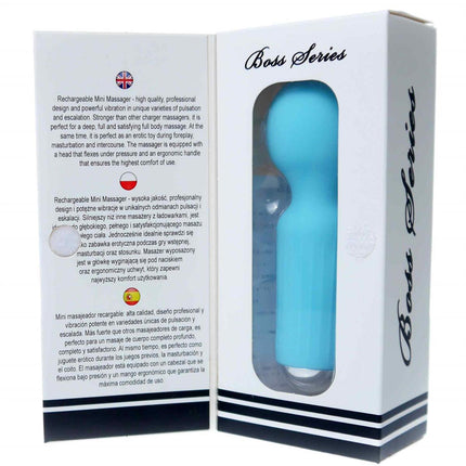 Bossoftoys - 22-00041 - Mini Massager vibrator - 20 Functions - Silicone - 11 cm -  dia 3,7 cm - Rechargeable - attractive Colour windowbox - Blue