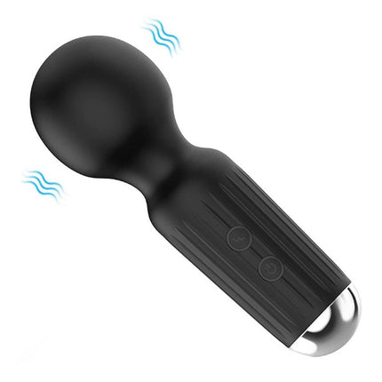 Bossoftoys - 22-00042 - Mini Massager vibrator - 20 Functions - Silicone - 11 cm -  dia 3,7 cm - Rechargeable - attractive Colour windowbox - Black