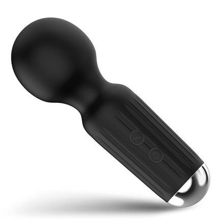 Bossoftoys - 22-00042 - Mini Massager vibrator - 20 Functions - Silicone - 11 cm -  dia 3,7 cm - Rechargeable - attractive Colour windowbox - Black