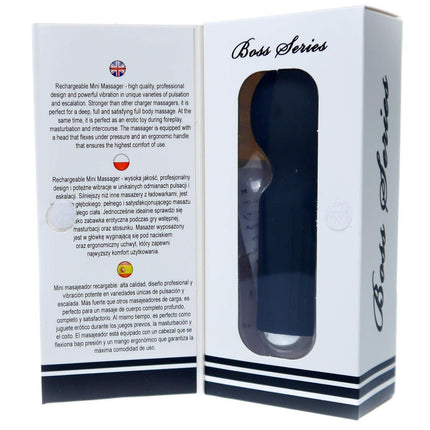 Bossoftoys - 22-00042 - Mini Massager vibrator - 20 Functions - Silicone - 11 cm -  dia 3,7 cm - Rechargeable - attractive Colour windowbox - Black