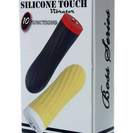 Bossoftoys - 22-00044 - Silicone touch vibrator - 10 Functions - Silicone - 8,5 cm -  dia 2,5 cm - Rechargeable - attractive Colour windowbox - Black