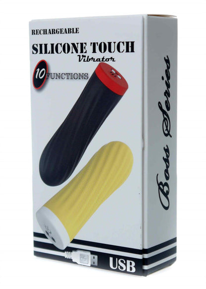 Bossoftoys - 22-00044 - Silicone touch vibrator - 10 Functions - Silicone - 8,5 cm -  dia 2,5 cm - Rechargeable - attractive Colour windowbox - Black