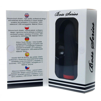 Bossoftoys - 22-00044 - Silicone touch vibrator - 10 Functions - Silicone - 8,5 cm -  dia 2,5 cm - Rechargeable - attractive Colour windowbox - Black