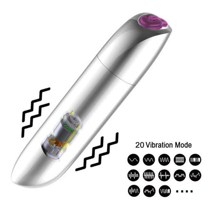 Bossoftoys - 22-00046 - Powerful Bullet Vibrator - USB rechargeable - 20 Functions - shiny Black