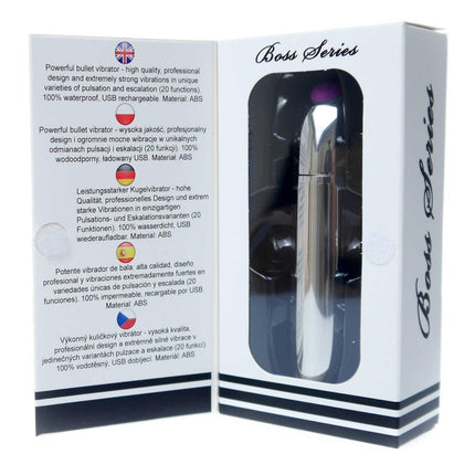 Bossoftoys - 22-00047 - Powerful Bullet Vibrator - USB rechargeable - 20 Functions - Silver