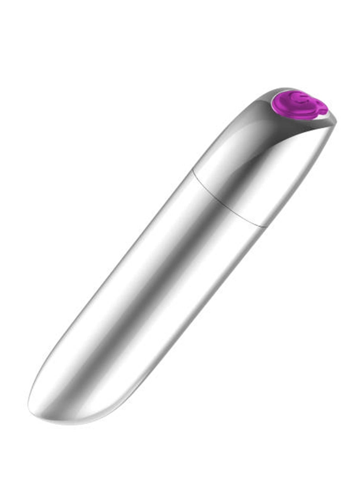 Bossoftoys - 22-00047 - Powerful Bullet Vibrator - USB rechargeable - 20 Functions - Silver