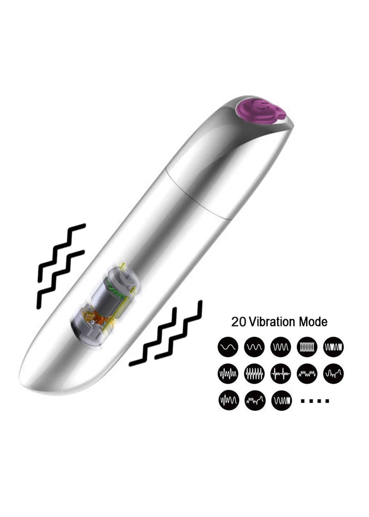 Bossoftoys - 22-00048 - Powerful Bullet Vibrator - USB rechargeable - 20 Functions - Gold