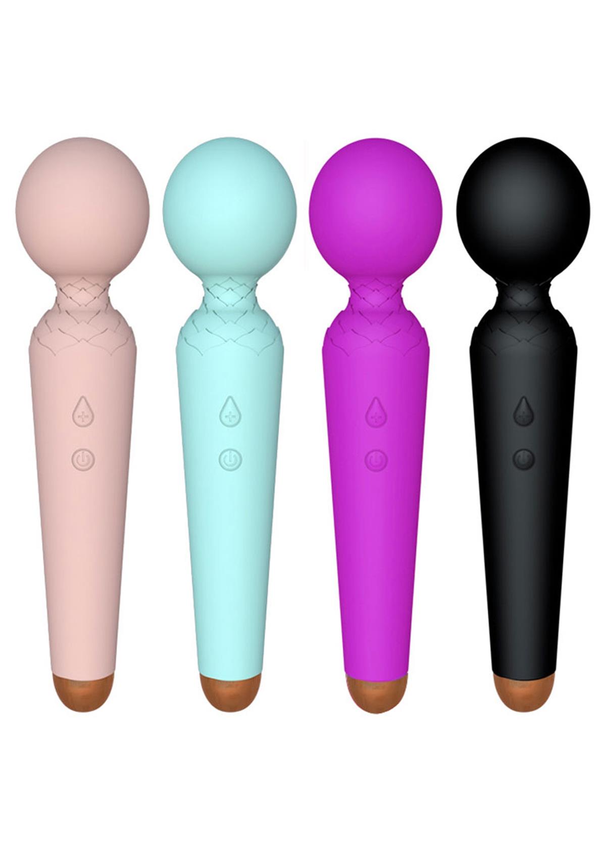 Bossoftoys - 22-00051 - Power wand Massager vibrator - 10 Functions - Silicone - 19,5 cm -  dia 4 cm - Rechargeable - attractive Colour windowbox - Black
