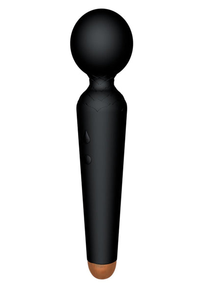 Bossoftoys - 22-00051 - Power wand Massager vibrator - 10 Functions - Silicone - 19.5 cm - dia 4 cm - Rechargeable - attractive Color windowbox - Black