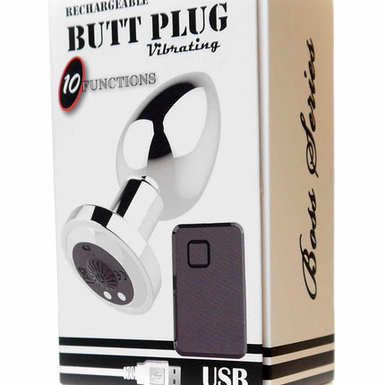 Bossoftoys - 22-00053 - Rechargeable Butt Plug - Vibrator USB - 10 Functions - Silver