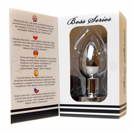 Bossoftoys - 22-00053 - Rechargeable Butt Plug - Vibrator USB - 10 Functions - Silver