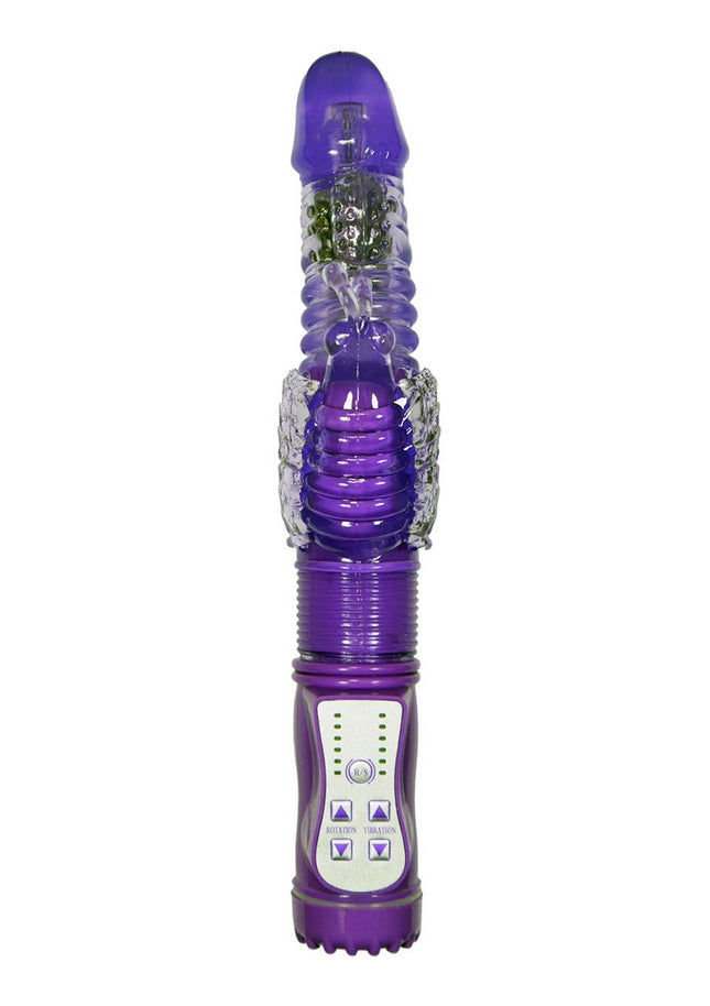 Bossoftoys Draaiende & Op & Neer Konijn - 36 Functies - Groot formaat 24,5 cm - Paars - Tarzan - 26-00103