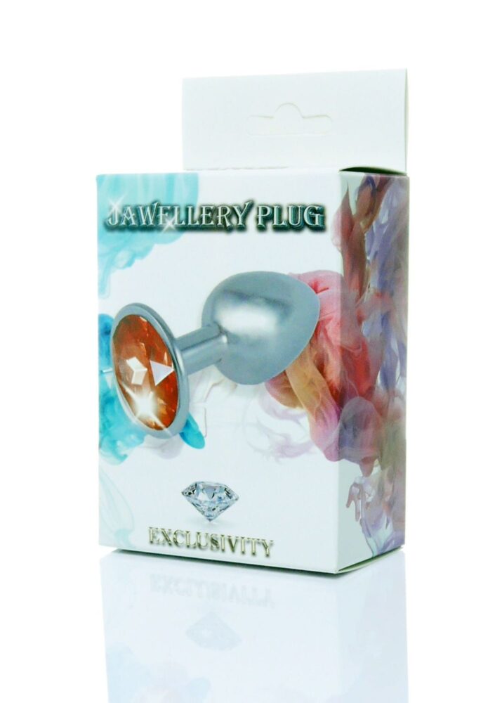 Anal Plug Zilver met Roze Steen - 7 cm