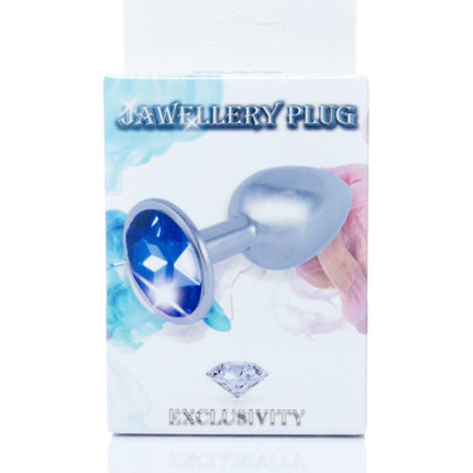 Bossoftoys Silver Plug Donkerblauwe Steen - lengte 7 cm dia 2,7 cm - 26-00091 - kleurdoos