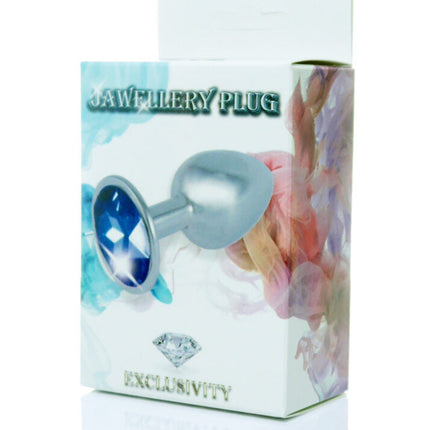 Bossoftoys Silver Plug Donkerblauwe Steen - lengte 7 cm dia 2,7 cm - 26-00091 - kleurdoos