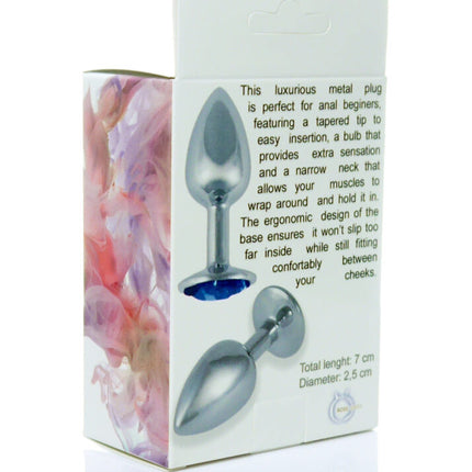 Bossoftoys Silver Plug Donkerblauwe Steen - lengte 7 cm dia 2,7 cm - 26-00091 - kleurdoos