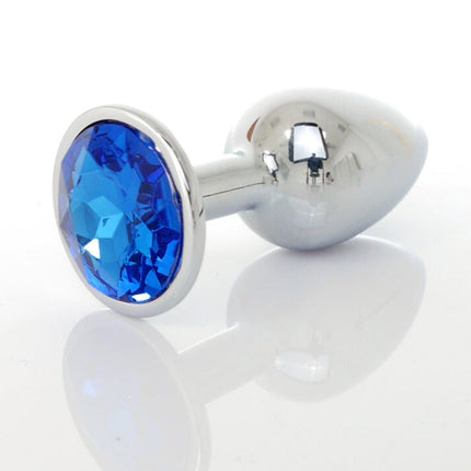 Bossoftoys Silver Plug Donkerblauwe Steen - lengte 7 cm dia 2,7 cm - 26-00091 - kleurdoos