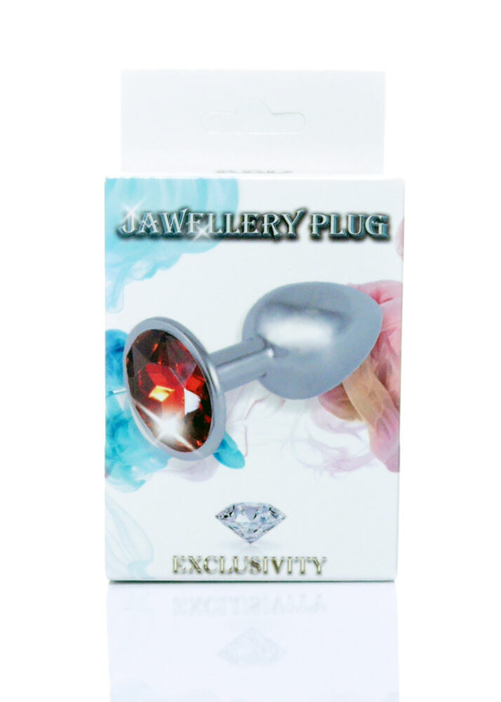 Bossoftoys Silver Plug Rode steen - lengte 7 cm dia 2,7 cm - 26-00093 - kleurdoos