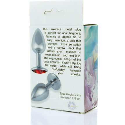Bossoftoys Silver Plug Roze steen - lengte 7 cm dia 2,7 cm - 26-00090 - kleurdoos