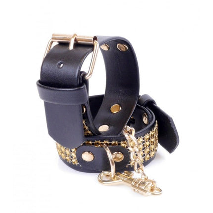 Bossoftoys - 33-00095 - Fetish - big size Handcuffs - Crystals - Gold - Adjustable