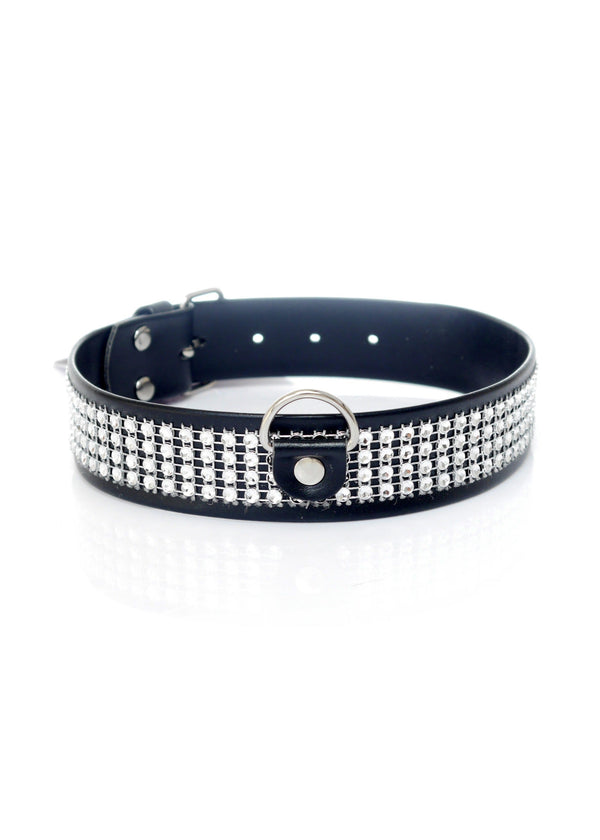 Halsband met Studs en Diamanten Zilver - Groot