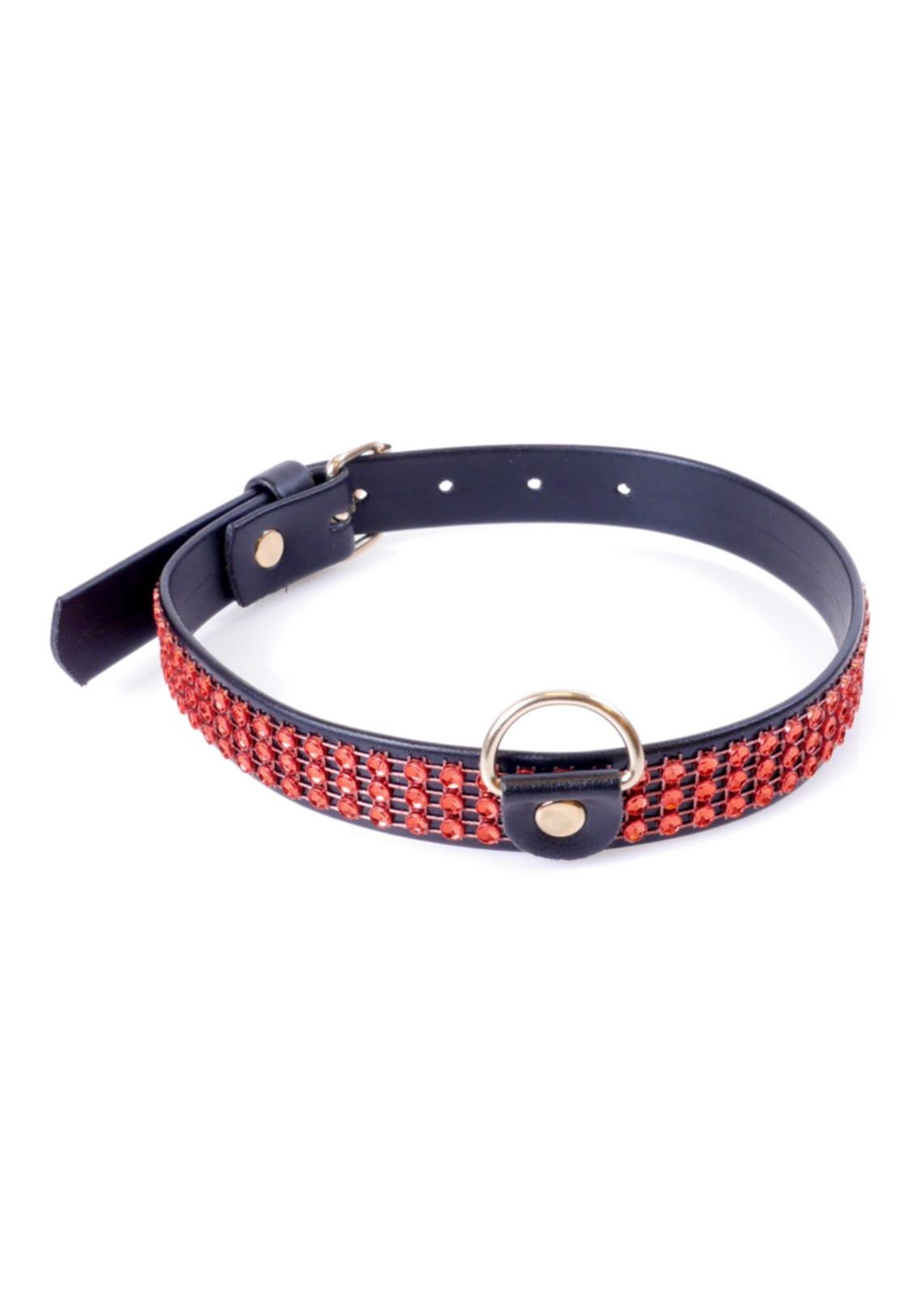 Halsband mit Kristallen 2 cm - Rot