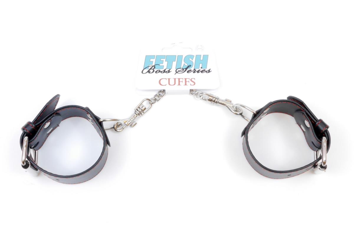 Handcuffs With Studs Red Line Wrist Cuffs 4 cm