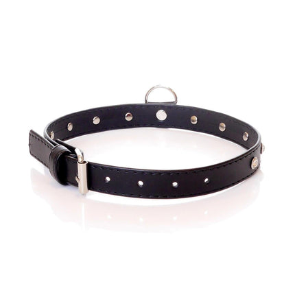 Choker Silver Fetish Collar with Stones - 2 cm Width - Adjustable - Easy to Hang