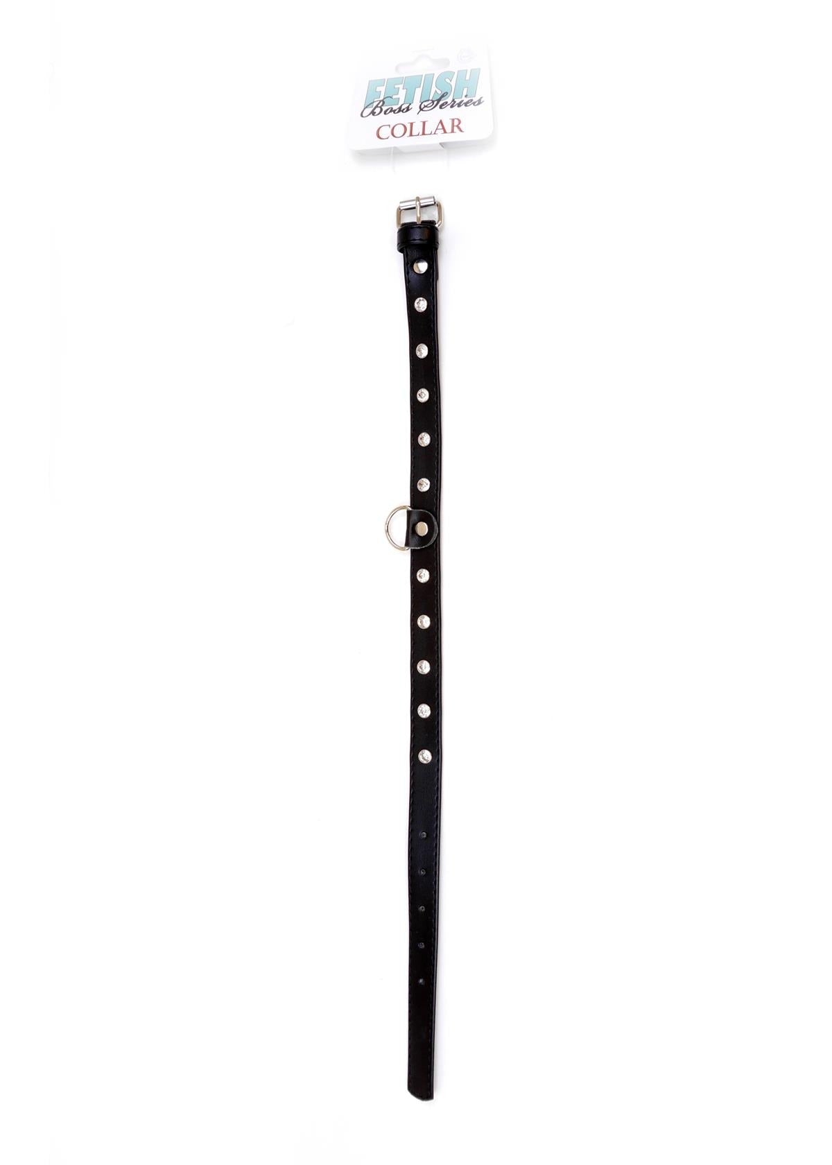 Choker Silver Fetish Collar with Stones - 2 cm Width - Adjustable - Easy to Hang