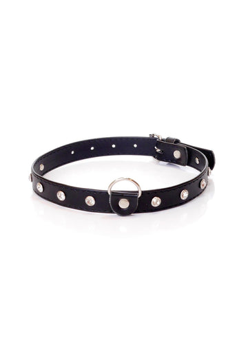 Fetisch-Choker Silber mit Steinen - 2 cm - Verstellbar
