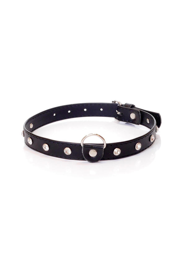 Fetish Choker Zilver met Stenen - 2 cm - Verstelbaar