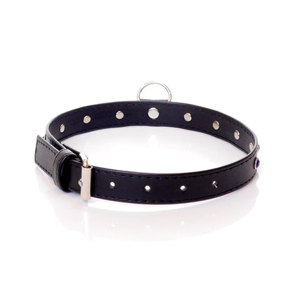 Choker  Navy Blauwe Kristallen Fetish Boss Kraag - 2 cm Breedte