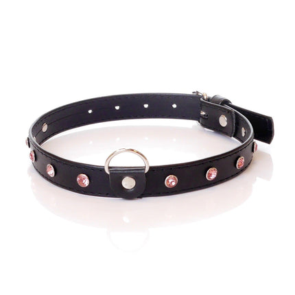 Choker Pink Crystal Fetish Boss Collar - 2cm Width