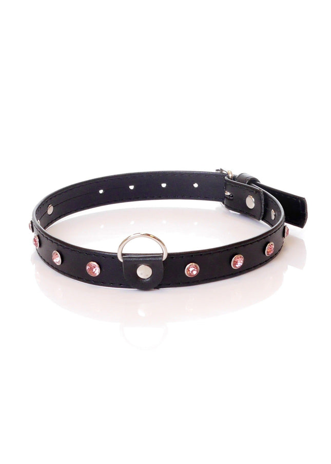 Choker Roze Kristallen Fetish Boss Kraag - 2 cm Breedte
