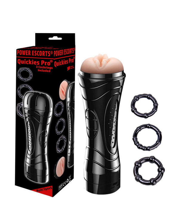 Quickies Pro Masturbator 24 cm mit 3 Cockringen