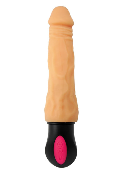 Mega Realistische Buigbare Vibrator - 12 Functies - USB Oplaadbaar - Cyber Leer - Huidskleur - 27 cm