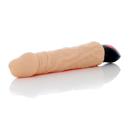 Mega Realistic Bendable Vibrator - 12 Functions - USB Rechargeable - Cyber ​​Leather - Skin Color - 27 cm