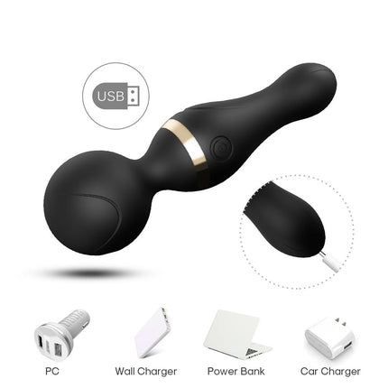 Bossoftoys - 52-00023 - Freeza black - Silicone Massager Black USB - 9 Vibration mode - Mini wand