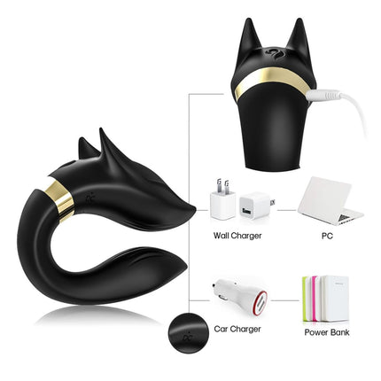 Fox Black - USB - 9 Vibration Modes - Luxury Gift Box - Black