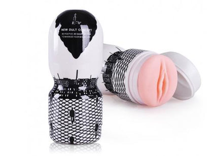 Power Escorts - BR25 - Masturbator Cup - White Black - 16.5 CM - Flesh