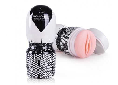 Power Escorts - BR25 - Masturbator Cup - White Black - 16,5 CM - Flesh
