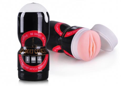 Power Escorts - BR25 - Masturbator Cup - Black Red - 16,5 CM - Flesh