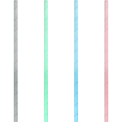 Papieren Rietjes in Pastelkleuren - 220x6mm - 10-Pack