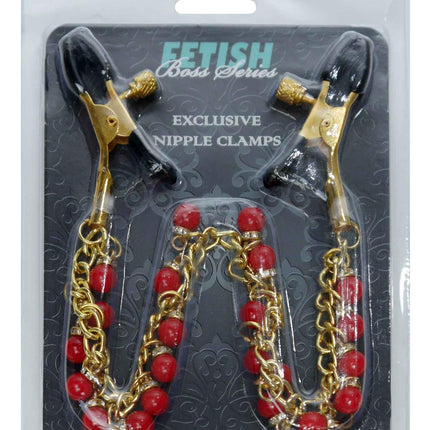 Bossoftoys - 61-00045 - Stimulator- Exclusive Nipple Clamps No. 15 -  gold nipple chain clamps - Strong Blister