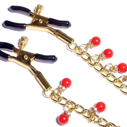 Bossoftoys - 61-00045 - Stimulator- Exclusive Nipple Clamps No. 15 -  gold nipple chain clamps - Strong Blister
