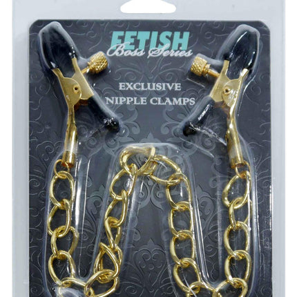 Bossoftoys - 61-00046 - Stimulator- Exclusive Nipple Clamps No. 16 -  gold nipple chain clamps - Strong Blister