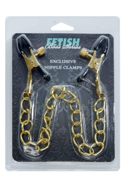 Bossoftoys - 61-00046 - Stimulator- Exclusive Nipple Clamps No. 16 -  gold nipple chain clamps - Strong Blister