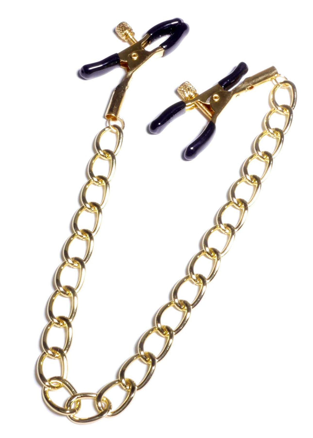 Bossoftoys - 61-00046 - Stimulator- Exclusive Nipple Clamps No. 16 -  gold nipple chain clamps - Strong Blister