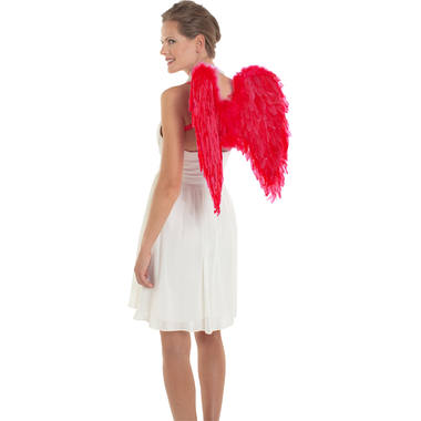 Enchanting Red Angel Wings - 60cm Graceful Accessory for Fancy Dress Parties and Special Occasions